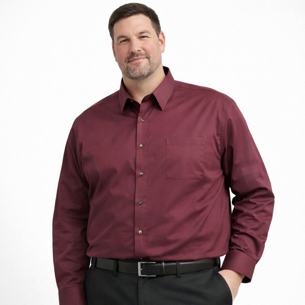 Van Heusen Men's Grenadine Stain Shield Big Fit Dress Shirt - Size 19 34/35 -NWT